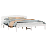 Bed Frame with Headboard White 180 x 200 cm Solid Pine Wood 872054