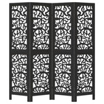 Room Divider 4 Panels Black Solid Wood Paulownia 358753