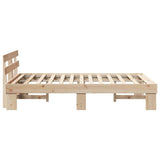 Bed Frame with Headboard Natural 140 x 190 cm Solid Pine Wood 872446