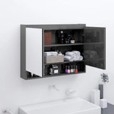 Bathroom Mirror Cabinet 80x15x60 cm MDF Shining Grey 331533