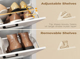 Shoe Cabinet with 2 Flip Drawers, Farmhouse Narrow Shoe Storage Cabinet with Adjustable Shelves, T3398P553211
