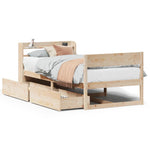 ZNTS Bed Frame without Mattress 75x190 cm Small Single Solid Wood Pine 3307146