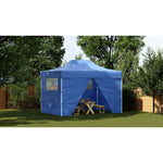 Professional Folding Party Tent with 4 Sidewalls 3x4 m Steel Blue 48891