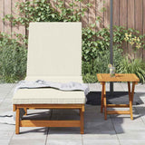 Sun Lounger Brown and Cream 199 x 63 x 85 cm Solid Acacia Wood 4105535