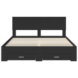 Bed Frame with Headboard Black 160 x 200 cm Engineered Wood 3410871