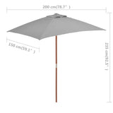 44535 Outdoor Parasol with Wooden Pole 150x200 cm Anthracite