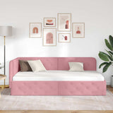 Corner Bed Frame with Headboard Pink 90 x 190 cm Velvet 42016526