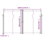 ZNTS Retractable Side Awning Dark Green 200x1200 cm 4004860