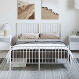 Metal Bed Frame without Mattress with Footboard White 135x190cm 350948