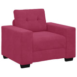 Sofa Set with Cushion 3 pcs Wine Red 221 x 78 x 80 cm Velvet 3324643