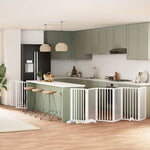 Dog Gate with Door Foldable 9 Panels White 450 cm Poplar Wood 3155538
