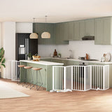 Dog Gate with Door Foldable 9 Panels White 450 cm Poplar Wood 3155538