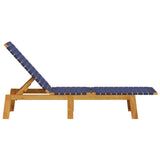 ZNTS Sun Lounger Dark Blue Solid Wood Acacia and Fabric 366509