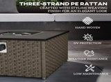Rattan Gas Fire Pit Table for Garden, 13 KW Smokeless Propane Fire Pit with Lid, Square Garden T3398P315378
