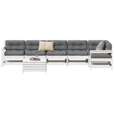 7 Piece Garden Sofa Set White Solid Wood Pine 3250889