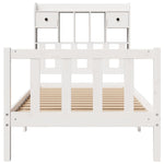 ZNTS Bookcase Bed without Mattress White 90x190 cm Single Solid Wood Pine 3321730