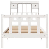 ZNTS Bookcase Bed without Mattress White 90x190 cm Single Solid Wood Pine 3321730