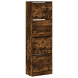 Shoe Cabinet with 4 Flip-Drawers Smoked Oak 60x34x187.5 cm 3214375