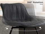 Set of 2 PU Leather Swivel Bar Stools - Black T3398P423888
