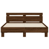 Bed Frame with LED without Mattress Brown Oak 150x200 cm King Size 3207545