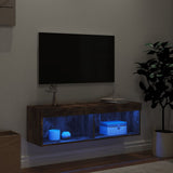 TV Cabinet with LED Lights Smoked Oak 100x30x30 cm 837163