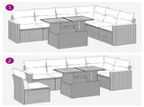 7 Piece Garden Sofa Set with Cushions Black Poly Rattan Acacia 3327493