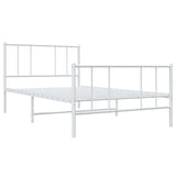 Metal Bed Frame without Mattress with Footboard White 90x200cm 352540