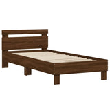 Bed Frame without Mattress with LED Lights Brown Oak 75x190 cm Small Single 838756