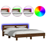 Bed Frame Brown Oak Engineered wood Double Bed Frame 3207524