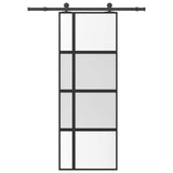 Sliding Door with Hardware Set 76x205 cm Tempered Glass&Aluminium 3333031