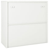 Sliding Door Cabinet White 90x40x90 cm Steel 335954