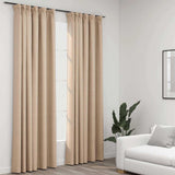 321214 Linen-Look Blackout Curtains with Hooks 2 pcs Beige 140x245 cm