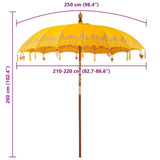 Balinese Parasol Yellow 215 x 215 x 260 cm Cotton and Wood 42006461