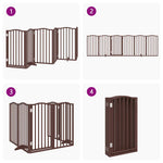 Dog Gate with Door Foldable 6 Panels Brown Oak 300 cm Poplar Wood 352231