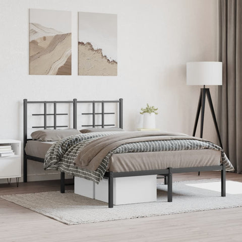 Metal Bed Frame without Mattress with Headboard Black 120x200cm 355559