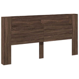 Storage Headboard with LED Brown Oak Engineered Wood 3418696