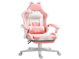 Cat Ear and Paw Reclining Office Chair, with Footrest - Pink/White T3398P344128
