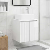 Wall-Mounted Sink Vanity High Gloss White 53 x 35 x 63 cm 890426