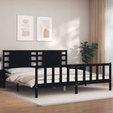 Bed Frame without Mattress Black 200x200 cm Solid Wood Pine 3192840