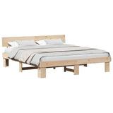Bed Frame with Headboard Brown 200 x 200 cm Solid Pine Wood 3382289