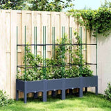 Garden Planter with Trellis Blue Grey 160x40x142.5 cm PP 367961