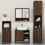 ZNTS 4 Piece Bathroom Furniture Set Brown Oak Engineered Wood 3301239