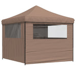 ZNTS Foldable Party Tent Pop-Up with 4 Sidewalls Brown 4004932