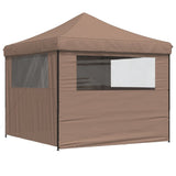 Foldable Party Tent Pop-Up with 4 Sidewalls Brown 4004932
