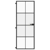 Interior Door Slim Black 76x201.5 cm Tempered Glass and Aluminium 155124