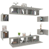 8 Piece TV Cabinet Set Concrete Grey Engineered Wood 3114217