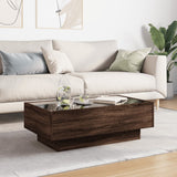 Coffee Table with LED Brown Oak 90x50x30 cm Engineered Wood 847524