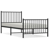 Metal Bed Frame without Mattress with Footboard Black 90x200cm 350875