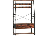 6-in-1 Industrial-Style Hallway Organiser - Brown/Black T3398P423863