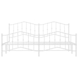 Metal Bed Frame without Mattress with Footboard White 200x200cm 373863